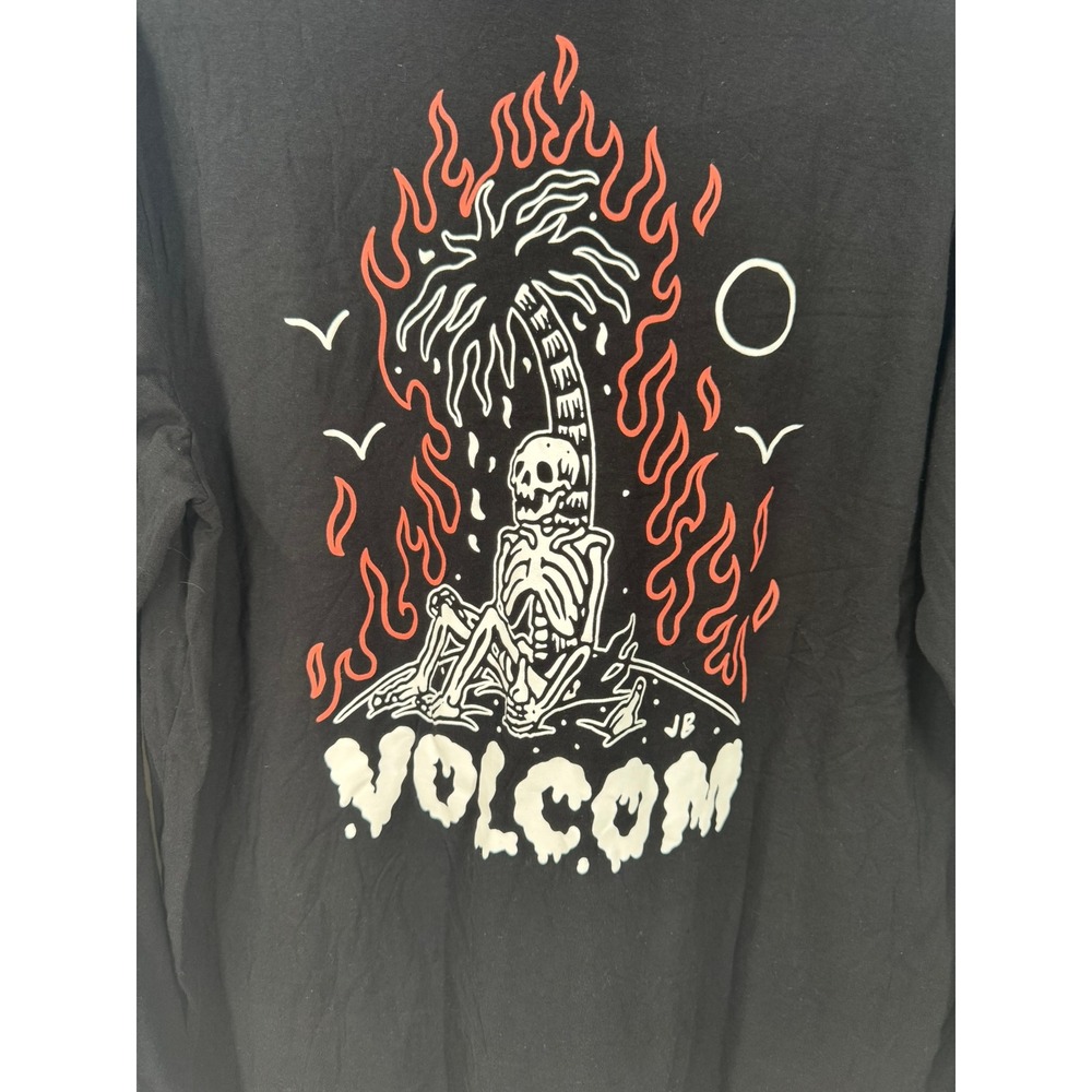 Volcom Burntout Long Sleeve Skeleton Graphic T-Shirt Men's Black Palm Tree Large - Picture 3 of 6